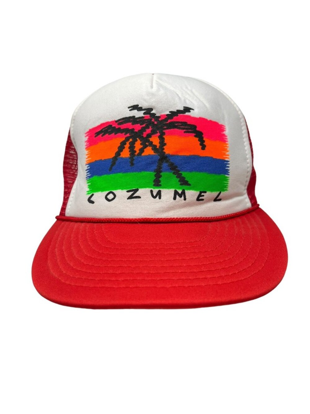 Cozumel Mexico Vintage Trucker Snapback Hat Cap Palm Trees Beach Retro 90's Mesh
